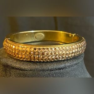 Bellini by Formart Hinge Bracelet with Bronze Rhinestones. Gold Tone